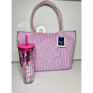 Roller Rabbit Target Beach Tote + Starbucks Pink Tumbler Bundle Rare Limited Set